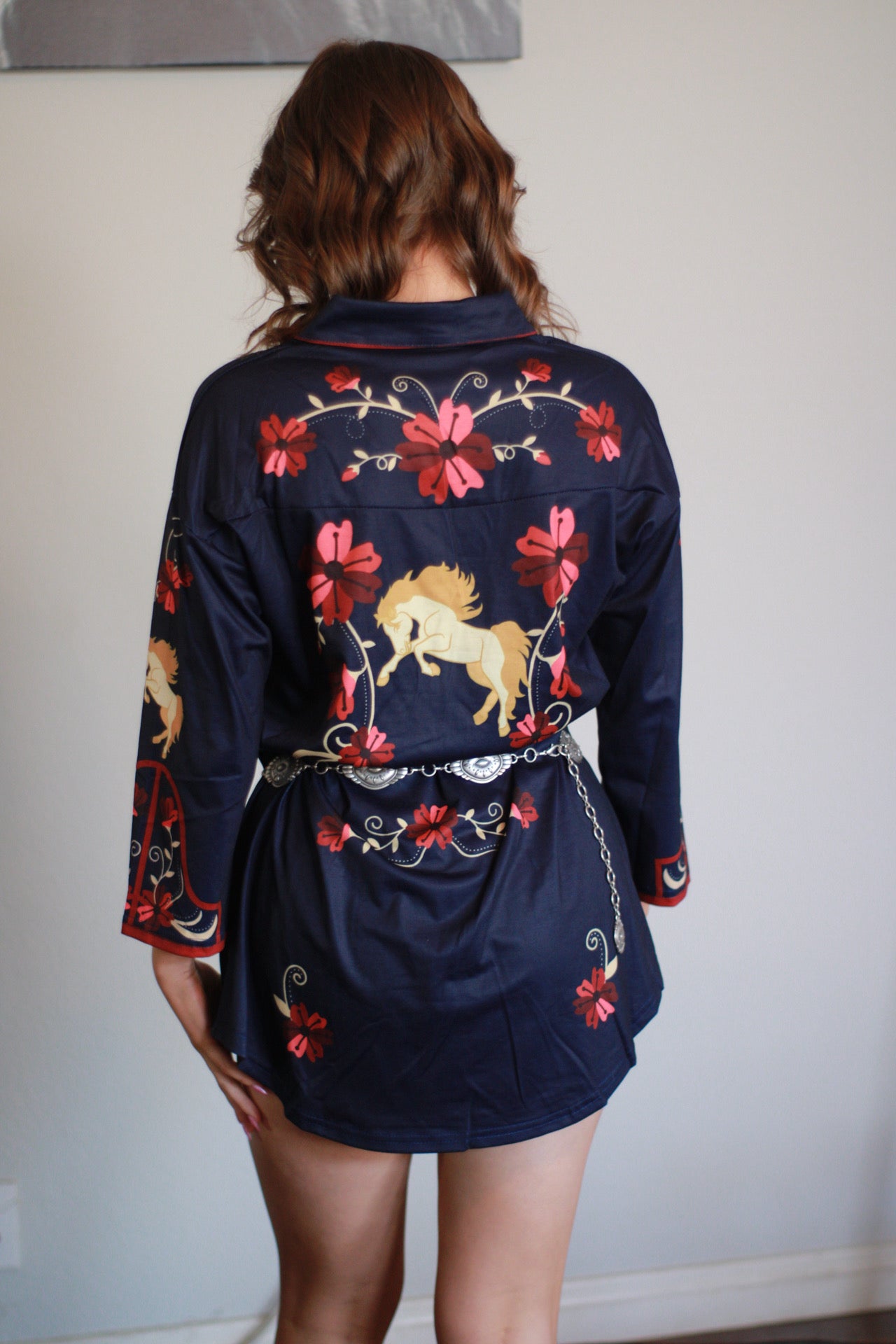 Baby Floral Horse printed Collard Dress