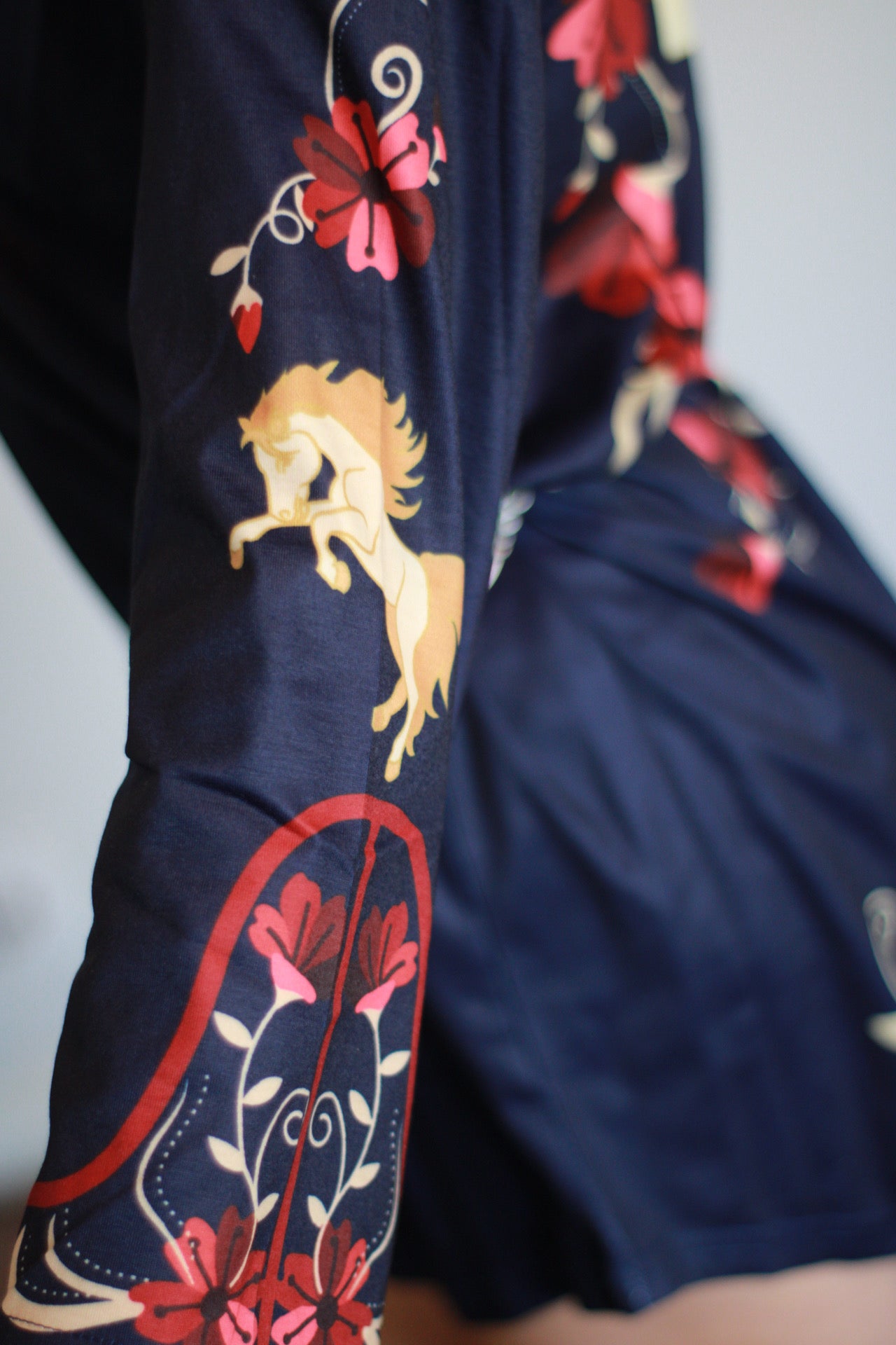 Baby Floral Horse printed Collard Dress