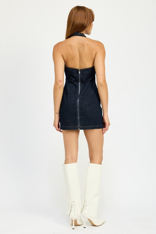 May Zip Up Denim Dress