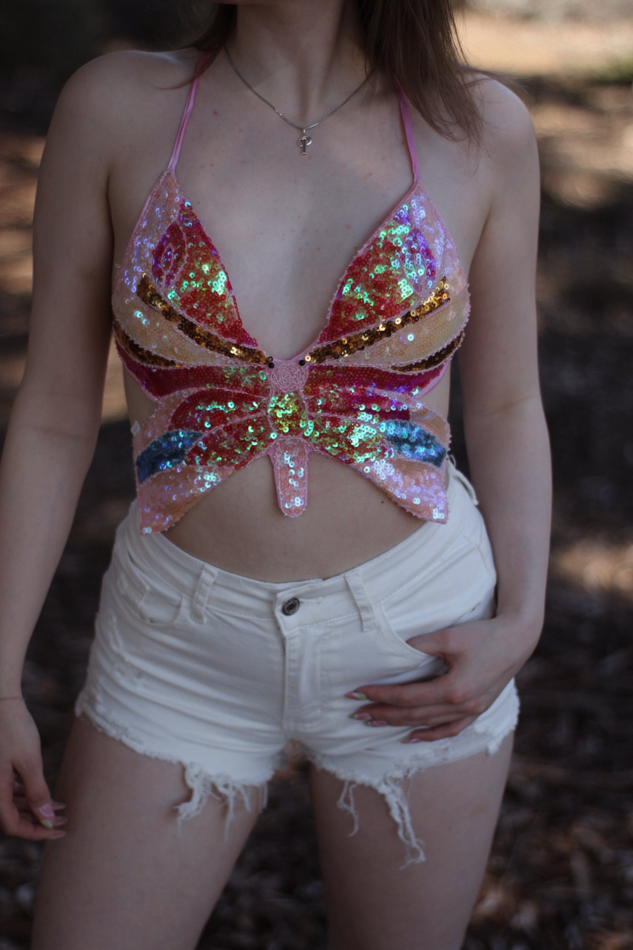 Butterfly Sequin Festival Top
